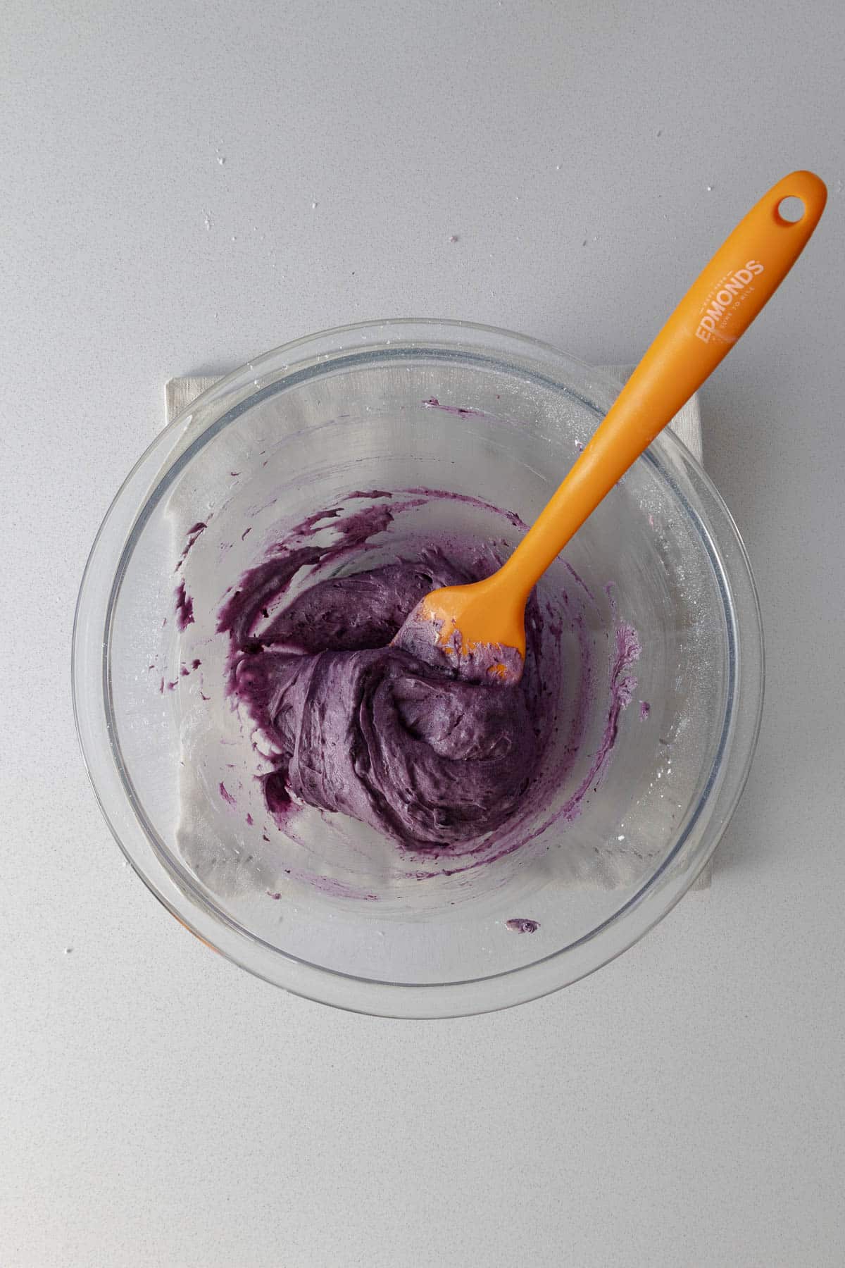 Step 5 - Blueberry cream cheese frosting in a large bowl.